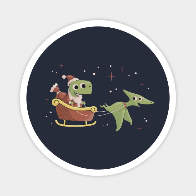 Dinosaur Christmas T-Rex Santa Magnet by dumbshirts